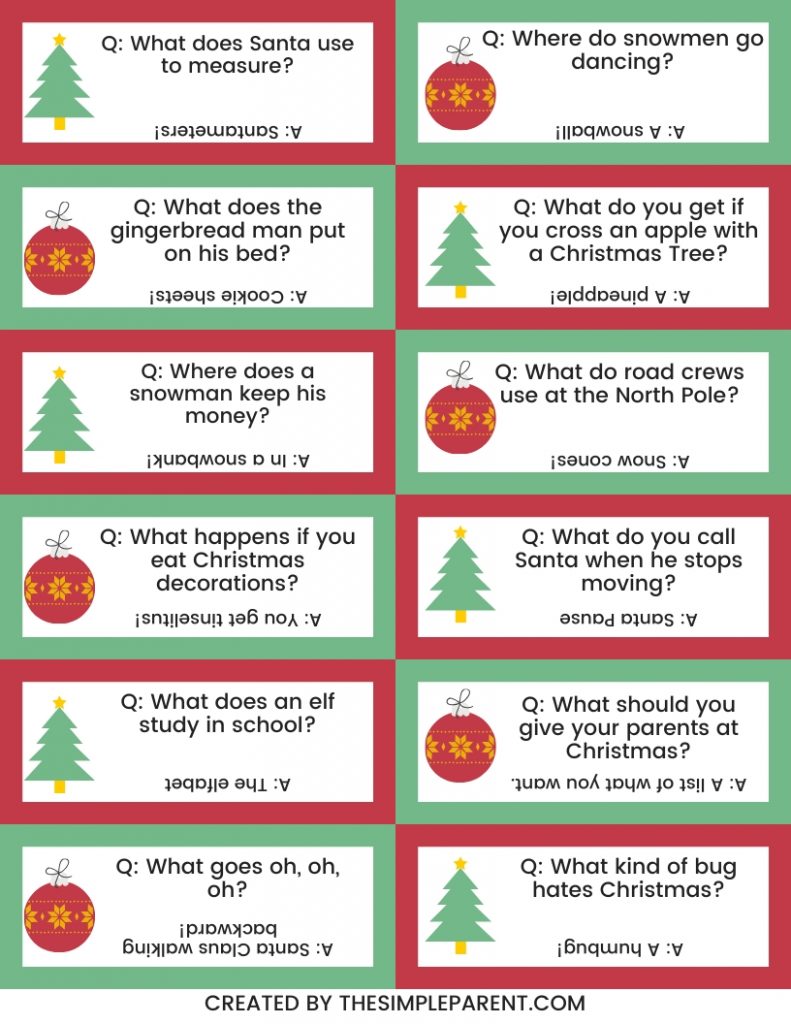 25 christmas jokes for kids (with free printable!) - the simple parent